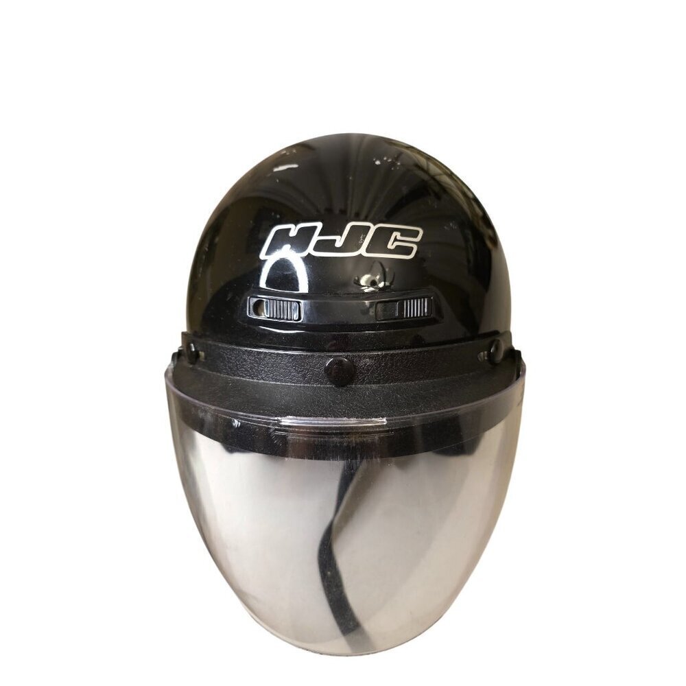 Hjc Motorcycle Helmet With Clear Visor Black Gloss Finish Adult Size
